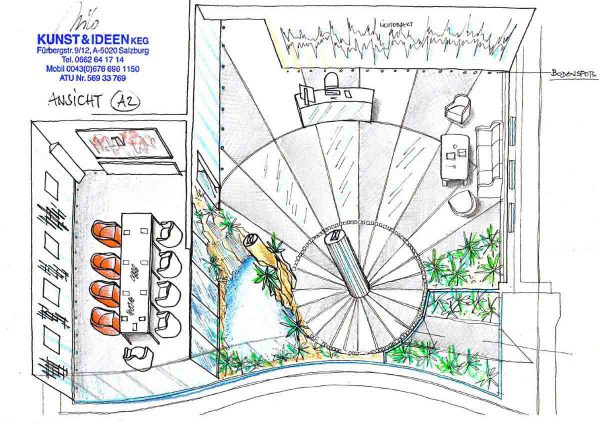 Bikar Metalle Eingangshalle Konzept Variante - Bodenl mit eingelegten Metall Elementen - Ideen Innenarchitektur Design Planung Milo