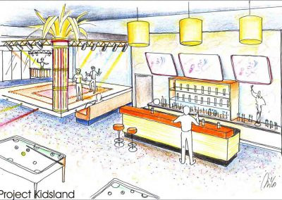 Shopping Center Palas Mall - Teens Up Spielhalle mit KIds Bar und Disco Bereich - Raum Design Planung Milo