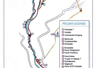 Erlebnis Wander Weg Kitzloch Klamm - Grundriss Entwicklung mit Planung der Wege, Attraktionen und Stationen